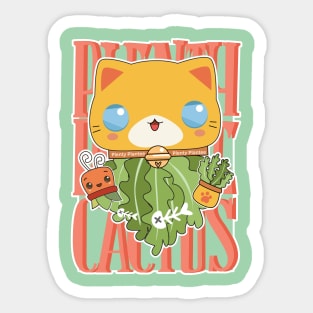 Fishbone Cactus Cat Sticker